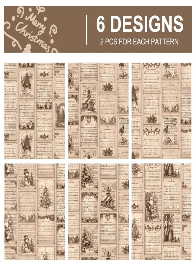 Watersay 12 Pcs Vintage Christmas Music Wrapping Paper 27 x 19 Inch Old Christmas Music Wrap Paper Funny Holiday Gift Packaging Festive Design for Xmas Party Decoration Scrapbooking Arts Craft(Brown) - Image 4
